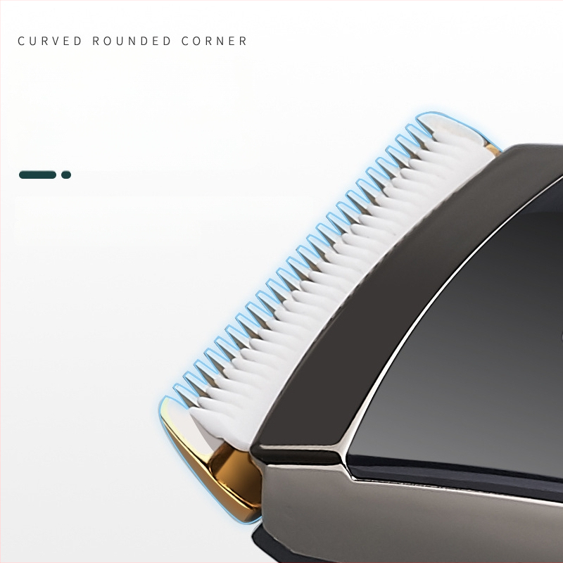 Elektrický kadernícky strojček na vlasy - univerzálne použitie, model R-916, čepeľ z nehrdzavejúcej ocele, zabudovaná batéria 1200–2000mAh, výdrž 1–3 hodiny, brúsený motor, umývateľný vodou