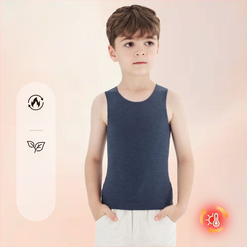 Detská bezšvová športová vesta s vlastným zohrievaním, Derong velúr, kruhový golier, viskoza 61%