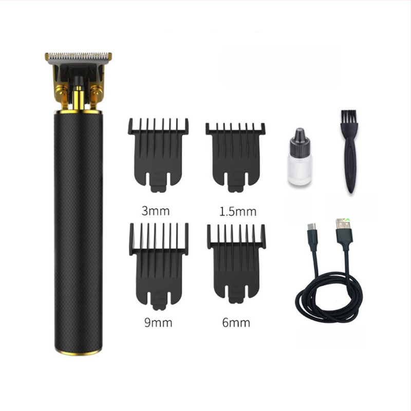 Elektrický strihací stroj na vlasy s keramickou čepeľou, brúsený motor, vstavaná batéria 100–300 mAh, výdrž 1–3 h, vymeniteľná umývateľná čepeľ, hliníkové puzdro