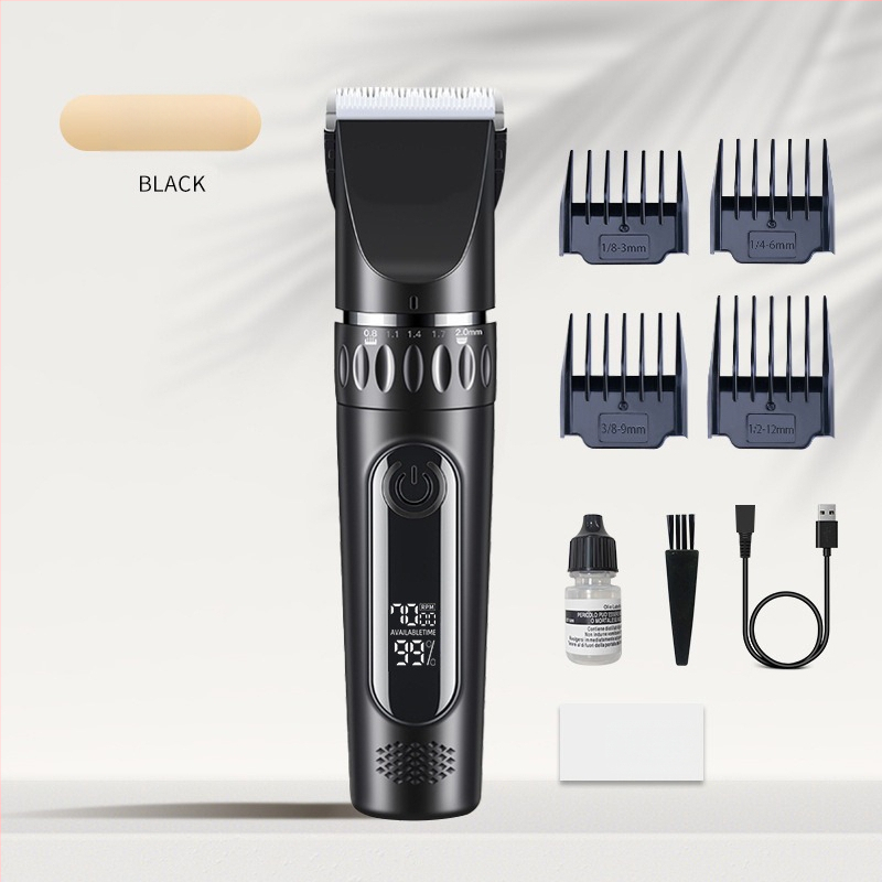 Strihací strojček na vlasy s USB napájaním, vstavaná batéria 1000–1200 mAh, čepeľ z nerezovej ocele (odnímateľná a umývateľná), hluk 36–45 dB