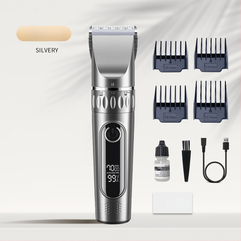 Strihací strojček na vlasy s USB napájaním, vstavaná batéria 1000–1200 mAh, čepeľ z nerezovej ocele (odnímateľná a umývateľná), hluk 36–45 dB