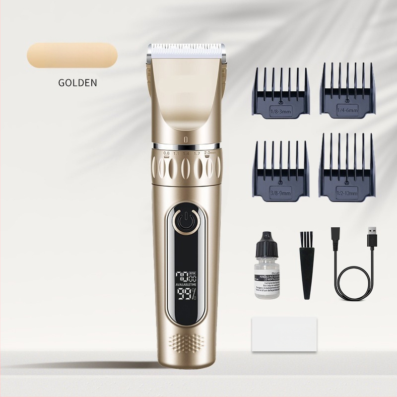 Strihací strojček na vlasy s USB napájaním, vstavaná batéria 1000–1200 mAh, čepeľ z nerezovej ocele (odnímateľná a umývateľná), hluk 36–45 dB