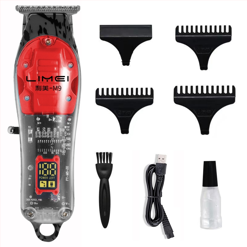 Kaderný stroj s čepeľou z titánovej zliatiny, zabudovaná batéria 1200–2000 mAh, prevádzková doba 1–3 h, kefový motor, hlučnosť 46–70 dB