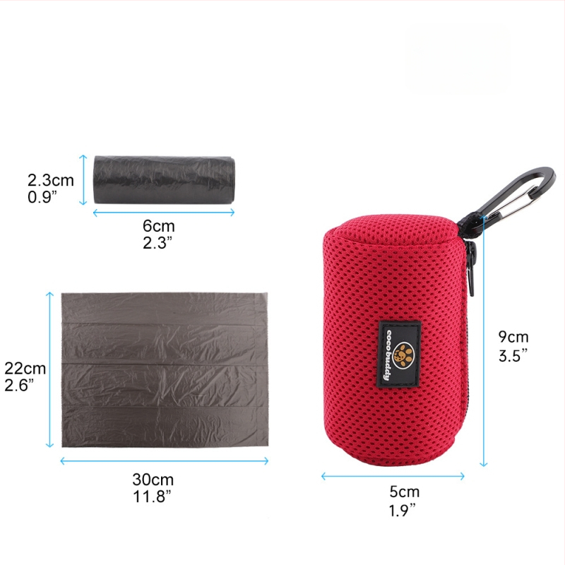 Dispenser na vrecká na psie výkaly, ručný, sieťovaná tkanina, priedušný, vonkajšie použitie