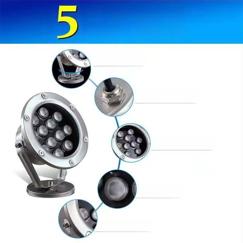 Podvodné LED svetlo s 18 LED, 1800 lm, 3000K, IP68, 12/24V vstup, pre bazény a fontánu