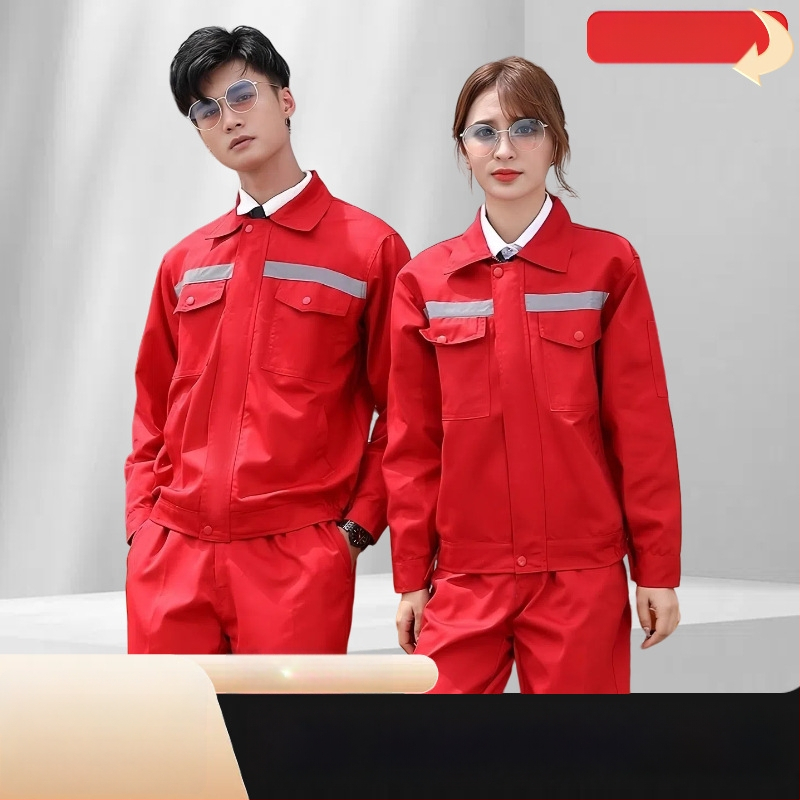 Pracovný overal pre zváranie — proti popáleninám a reflexná bezpečnosť, dlhé rukávy; hlavná látka: 100% polyester; podšívka: 100% polyester; jar-jesenné obdobie; vhodný pre továreň