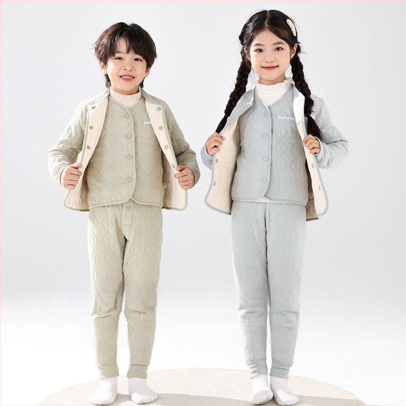 Detský vnútorný kabátový set na jeseň a zimu, 93% polyester, hrubý, teplý, flísová úprava