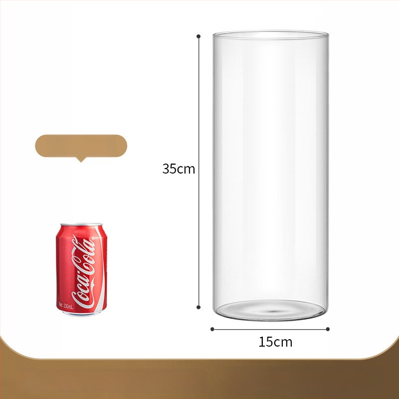Prozirna staklena vaza za mikro krajolik, cilindrični oblik, borosilikatno staklo, prilagodljivo, Thick Glass