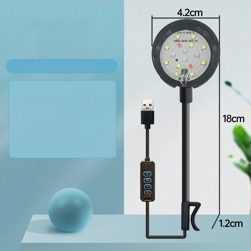 Klip svetlo pre akvárium - LED, USB napájanie, 3W, 70 g, osvetlenie pre rastliny v akváriu