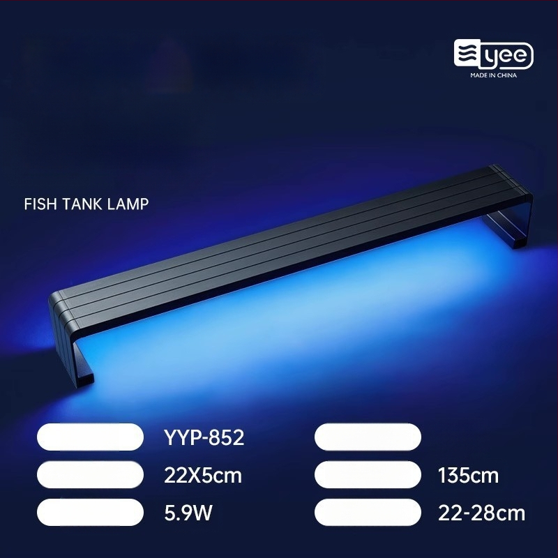 LED lampa pre akvárium, hliníková zliatina, 5W, vodotesná, plné spektrum, teleskopický držiak lampy