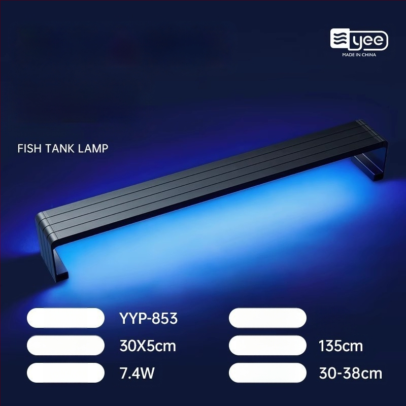 LED lampa pre akvárium, hliníková zliatina, 5W, vodotesná, plné spektrum, teleskopický držiak lampy