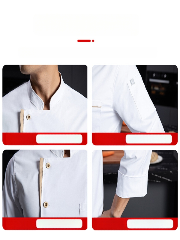 Elastické bavlnené šéfkuchárske pracovné oblečenie s dlhým rukávom, jesenná-zimná sezóna, pre catering/restaurácie