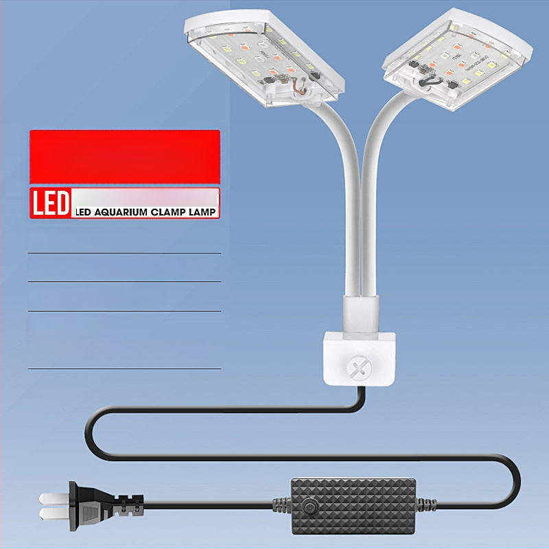 Dvojhlavá klipová lampa pre akvárium — plast, 6W, 200 g, Spring Dragon