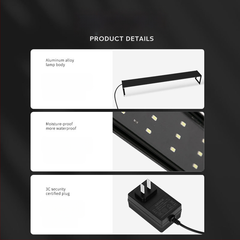 LED akváriová lampa pre vodné rastliny – plný rozsah spektra, vodeodolná, kontrola rias, mikro krajinné osvetlenie; 15,6 W, hliníková zliatina, značka Crazy aquatic plants