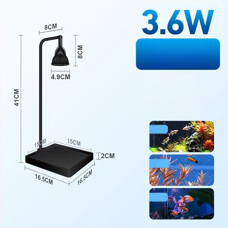 LED osvetlenie akvária – stolný reflektor so základňou, pre vodné rastliny a mach, značka Yikoda