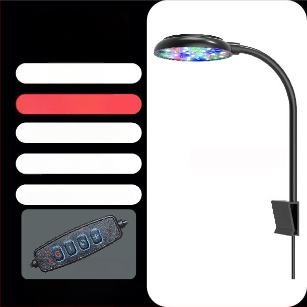 LED svetlo do akvária – 6W, USB klip-on, 360° osvetlenie, proti riasam, vodotesné, ABS telo
