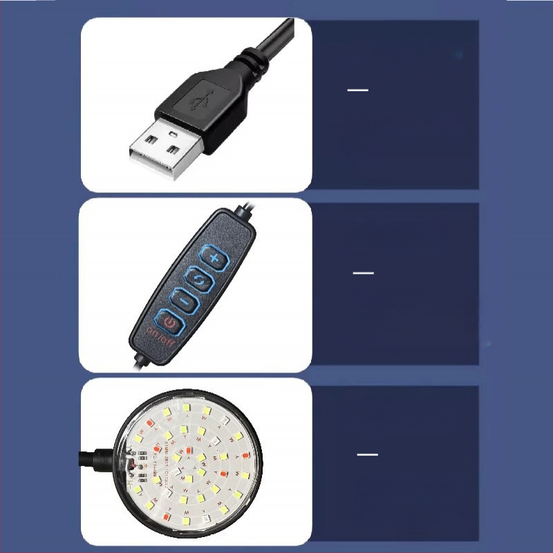 LED svetlo do akvária – 6W, USB klip-on, 360° osvetlenie, proti riasam, vodotesné, ABS telo