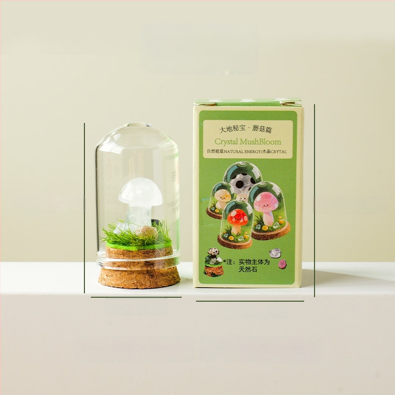 Sada 9 krištáľových húb v fľaštičke s prianím – ornament z krištálu, malý krajinný dizajn, darčekové balenie, moderný minimalistický geometrický dizajn, Apeng Crystal Crafts