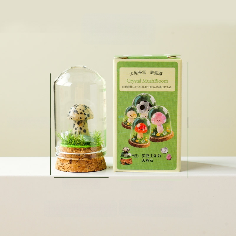 Sada 9 krištáľových húb v fľaštičke s prianím – ornament z krištálu, malý krajinný dizajn, darčekové balenie, moderný minimalistický geometrický dizajn, Apeng Crystal Crafts