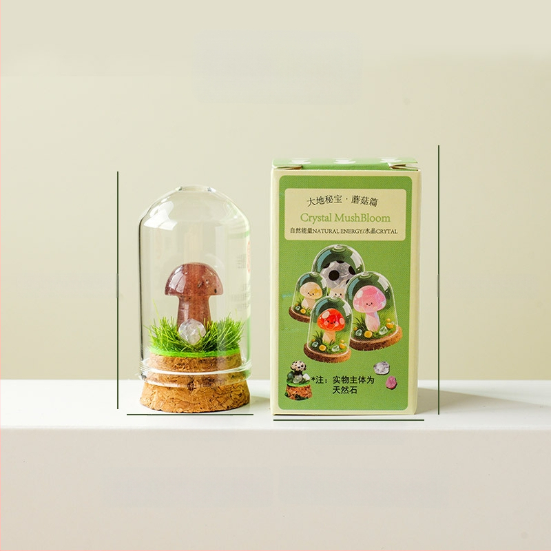 Sada 9 krištáľových húb v fľaštičke s prianím – ornament z krištálu, malý krajinný dizajn, darčekové balenie, moderný minimalistický geometrický dizajn, Apeng Crystal Crafts