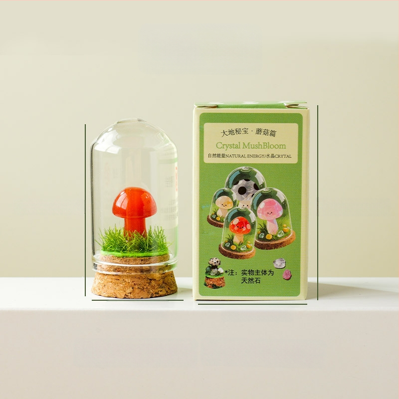 Sada 9 krištáľových húb v fľaštičke s prianím – ornament z krištálu, malý krajinný dizajn, darčekové balenie, moderný minimalistický geometrický dizajn, Apeng Crystal Crafts