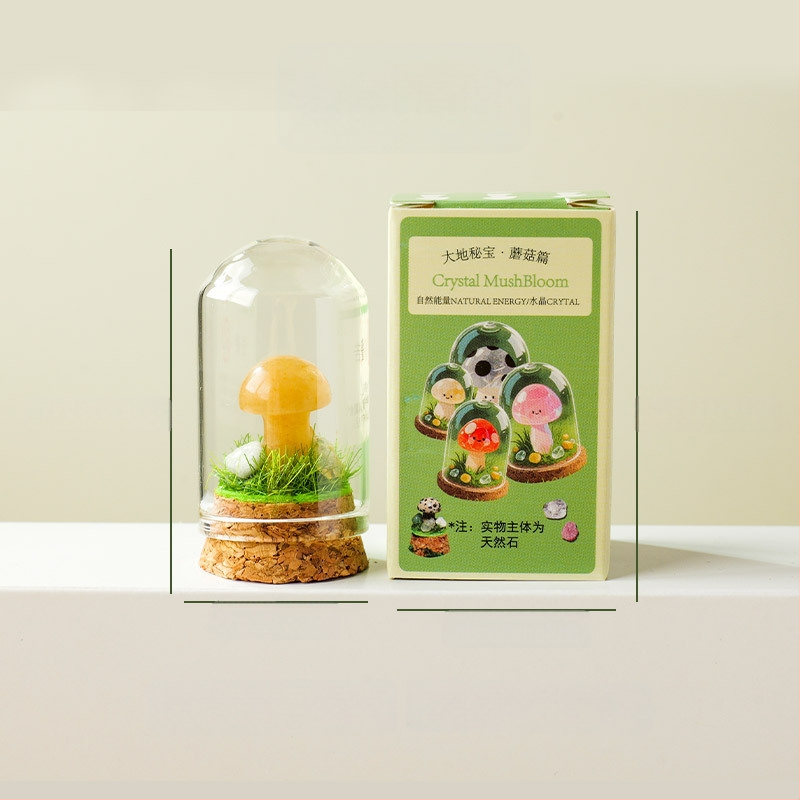 Sada 9 krištáľových húb v fľaštičke s prianím – ornament z krištálu, malý krajinný dizajn, darčekové balenie, moderný minimalistický geometrický dizajn, Apeng Crystal Crafts