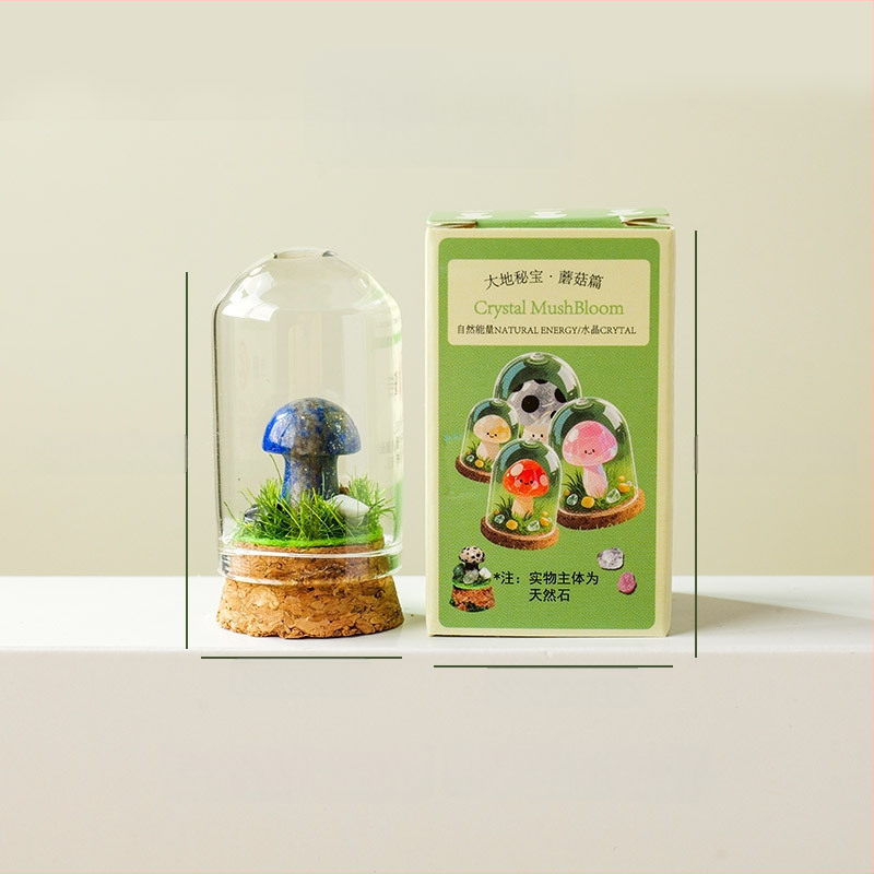 Sada 9 krištáľových húb v fľaštičke s prianím – ornament z krištálu, malý krajinný dizajn, darčekové balenie, moderný minimalistický geometrický dizajn, Apeng Crystal Crafts