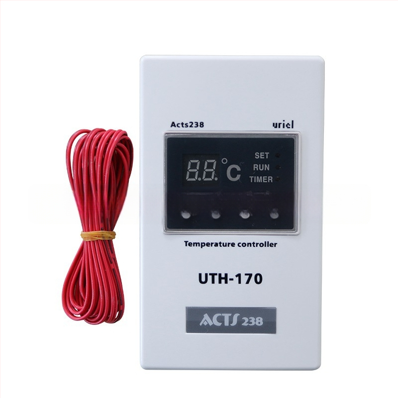 UTH170 elektrický termostat na vykurovací film, inteligentný regulátor teploty, rozsah 0-60 °C, napätie 220 V, merací objekt: kábel vykurovacieho filmu