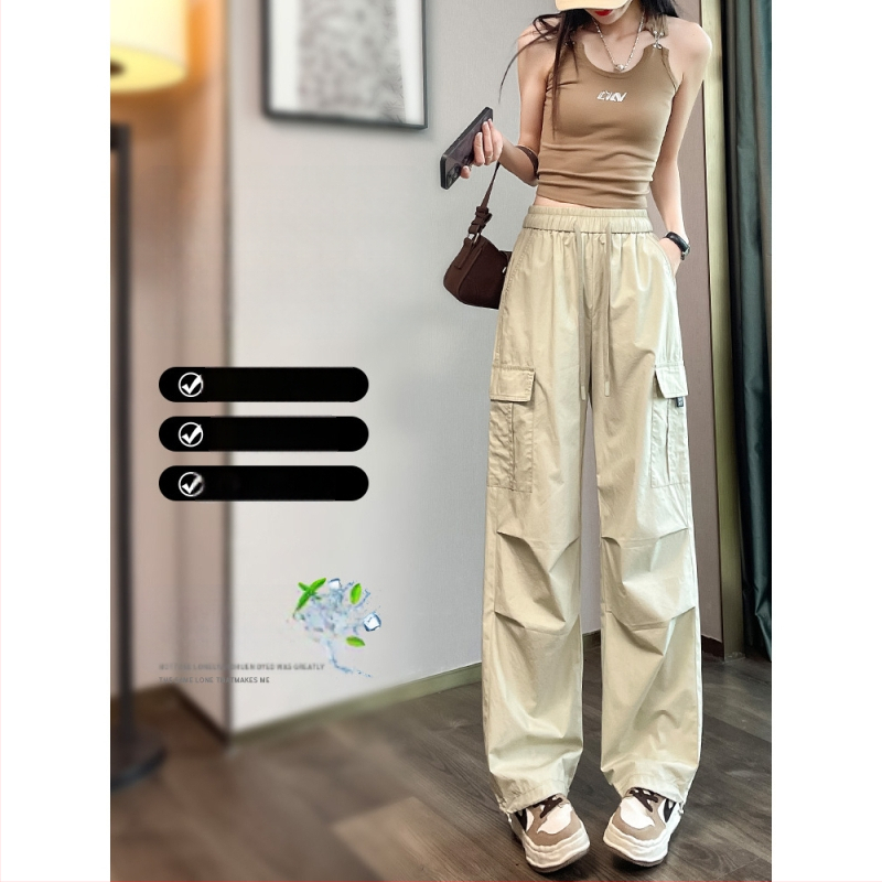 Ženské nohavice na prácu Ice Silk, rýchloschnúce, haremský štýl, stredný pás sťahovacou šnúrkou, voľný strih, polyester 90–95%