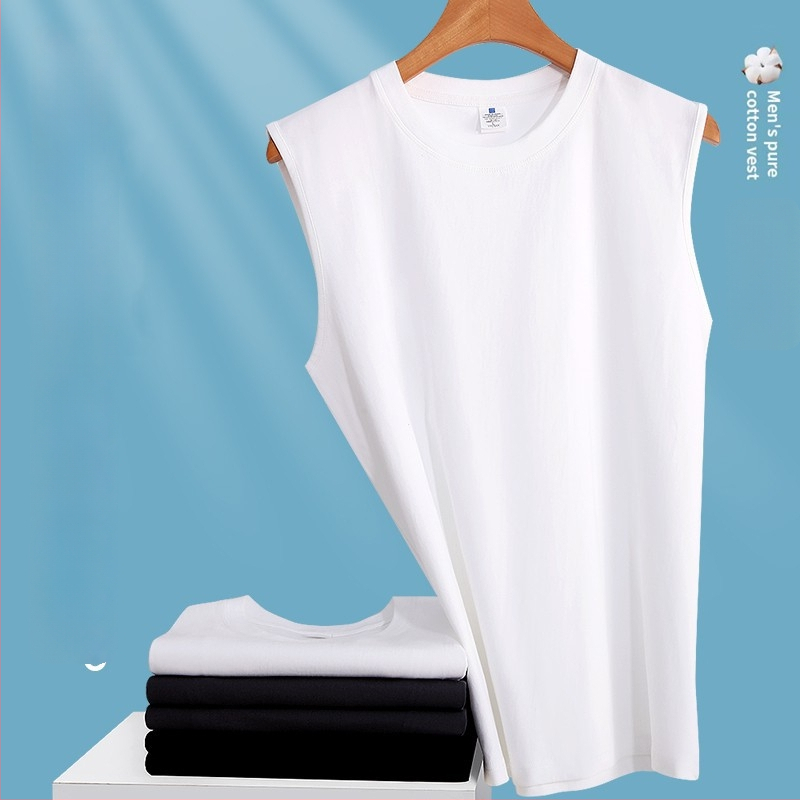 Japonského štýlu bezrukávová športová vesta z 100% bavlny, 240 g, voľný strih, pre mužov, leto