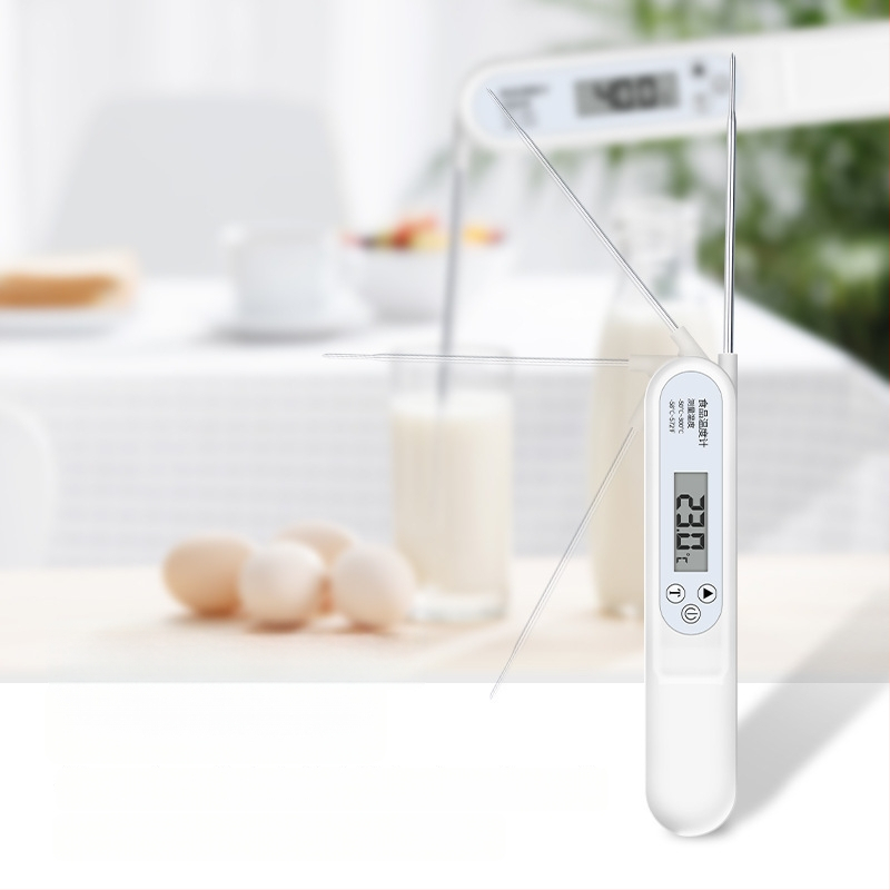 Vysoko presný skladací teplomer na potraviny s vyklápacou sondou – pre olej, kúpeľovú vodu pre dieťa, dojčenské mlieko a domáce pečenie; teplotný rozsah -50°C až 300°C