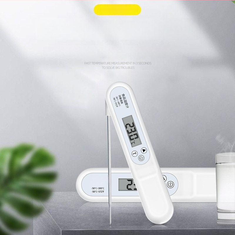 Vysoko presný skladací teplomer na potraviny s vyklápacou sondou – pre olej, kúpeľovú vodu pre dieťa, dojčenské mlieko a domáce pečenie; teplotný rozsah -50°C až 300°C