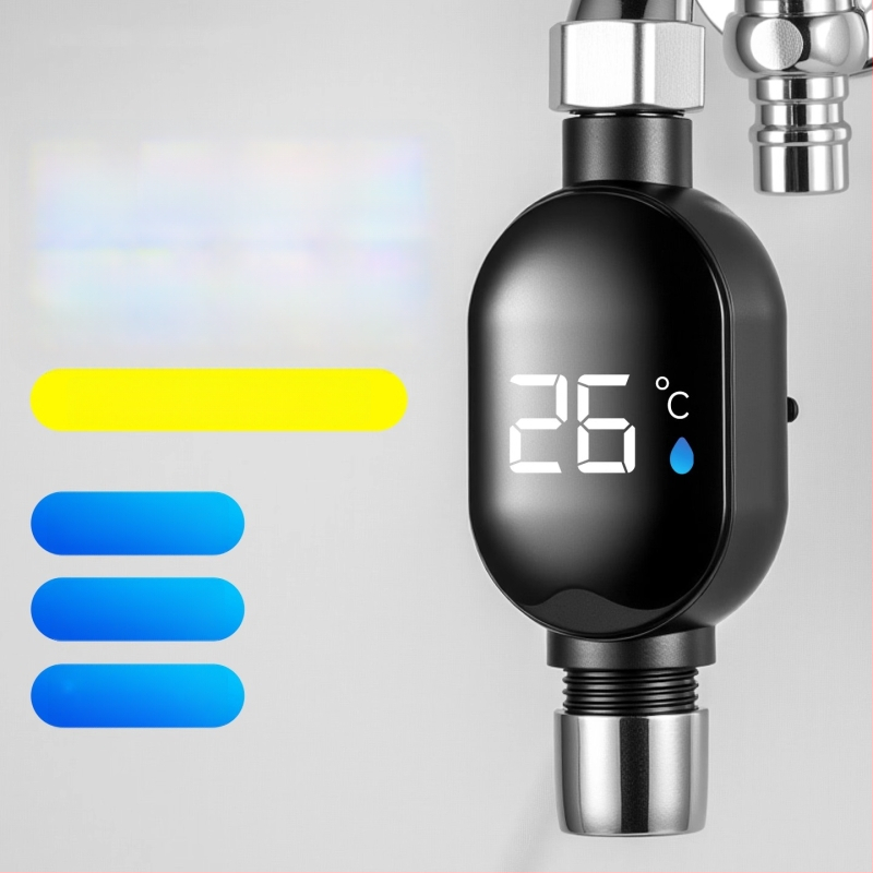 Sprchový teploměr s LED displejom, inteligentným dotykovým displejom, digitálne zobrazenie teploty, 1-stupňové rozlíšenie, možnosť prispôsobenia