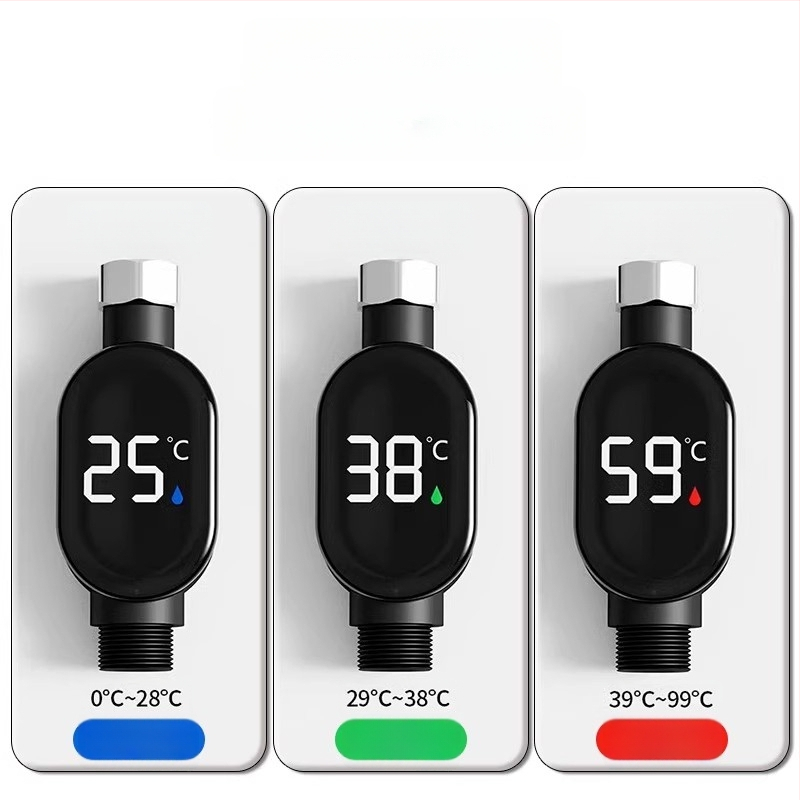 Sprchový teploměr s LED displejom, inteligentným dotykovým displejom, digitálne zobrazenie teploty, 1-stupňové rozlíšenie, možnosť prispôsobenia