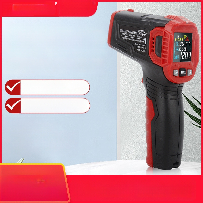 Bezdotykový infračervený teploměr pre priemyselné objekty HT650C | HD displej | odozva 0,5 s | Batéria: 2× AAA