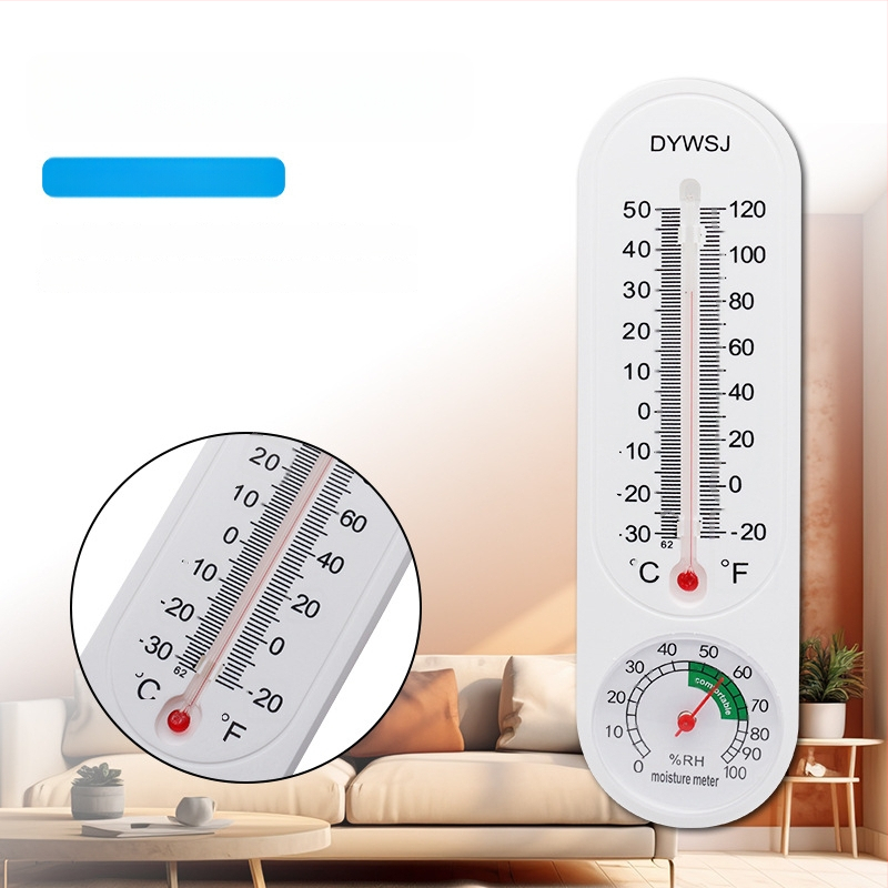 Vnútorný teploměr a vlhkomer, dlhý nástenný model, vhodný pre domácnosť, skleníky, poľnohospodárstvo a akvakultúru; k dispozícii súkromná značka.