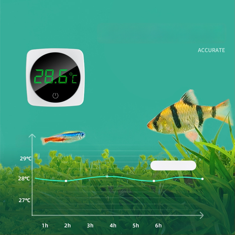 Akváriový teplomer – vysokopresný digitálny senzor teploty vody, ABS + kov