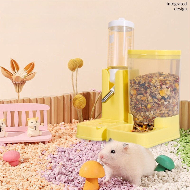 Sada pre hamster: plastová fľaša na vodu, miska na jedlo a úkryt — 2 v 1 proti úniku, plast, Číslo produktu 937408597772