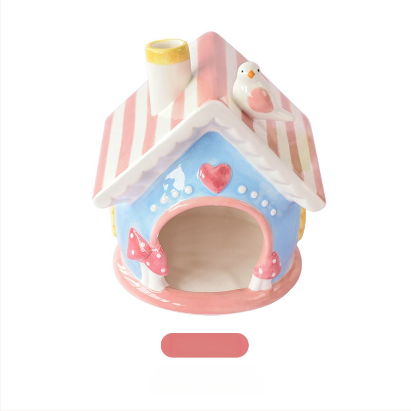 Keramický set pre škrečka: hniezdo, misky na jedlo a vodu so držiakom – Bai Nian Will