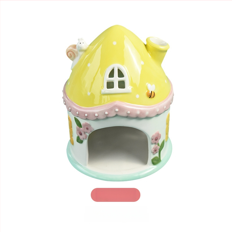 Keramický set pre škrečka: hniezdo, misky na jedlo a vodu so držiakom – Bai Nian Will