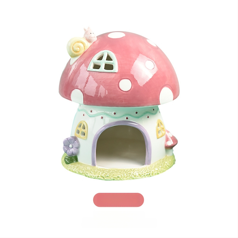 Keramický set pre škrečka: hniezdo, misky na jedlo a vodu so držiakom – Bai Nian Will