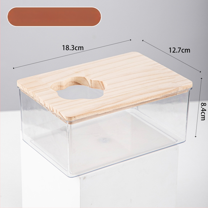 Hamster kúpeľný pieskovník – transparentný, dvojúčelová toaleta, konštrukcia z PET a masívneho dreva, Crystal Wood Bathroom od Chengxi