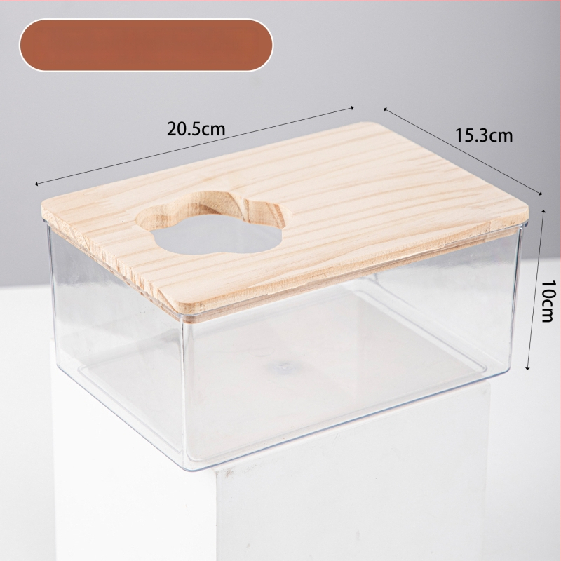 Hamster kúpeľný pieskovník – transparentný, dvojúčelová toaleta, konštrukcia z PET a masívneho dreva, Crystal Wood Bathroom od Chengxi