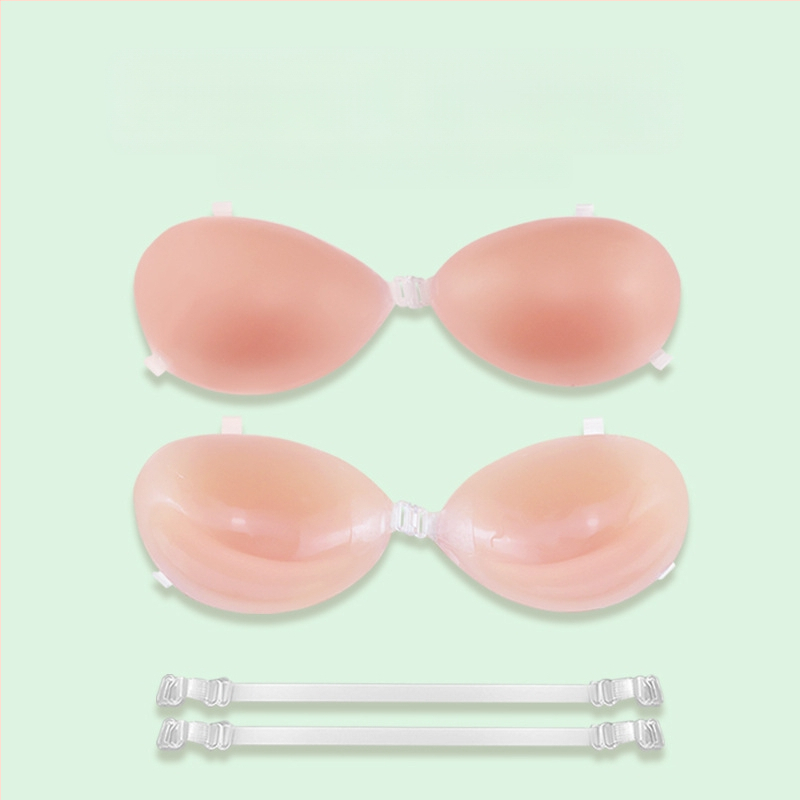 Silikónová podprsenka s hrubšími 3D košíčkami, predné zapínanie, odnímateľné ramienka, krytky bradavíc, Push-Up Bandeau