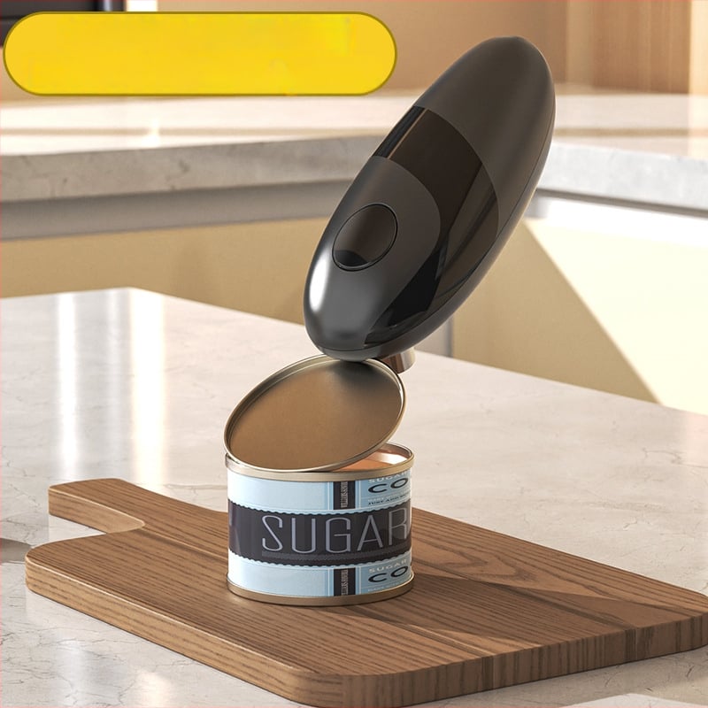 Elektrický automatický otvárač na konzervy – kuchynský gadget zo zmiešaného materiálu; značka Kitchen Season Show; uvedený na trh v roku 2024.
