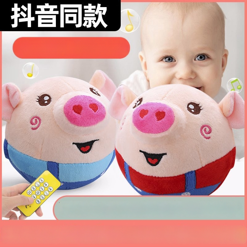 Hovoriace plyšové prasiatko – skákacia hračka pre dojčatá a batoľatá (0–3 roky) – hudba, super jemný plyš