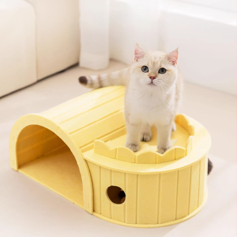 Mačacie hniezdo s tunelom z filcu a škrabkou – Všetko na jednom mieste, mačacie útočisko pre štyri ročné obdobia, odolné voči opotrebeniu a bez vytrhávania chlpov