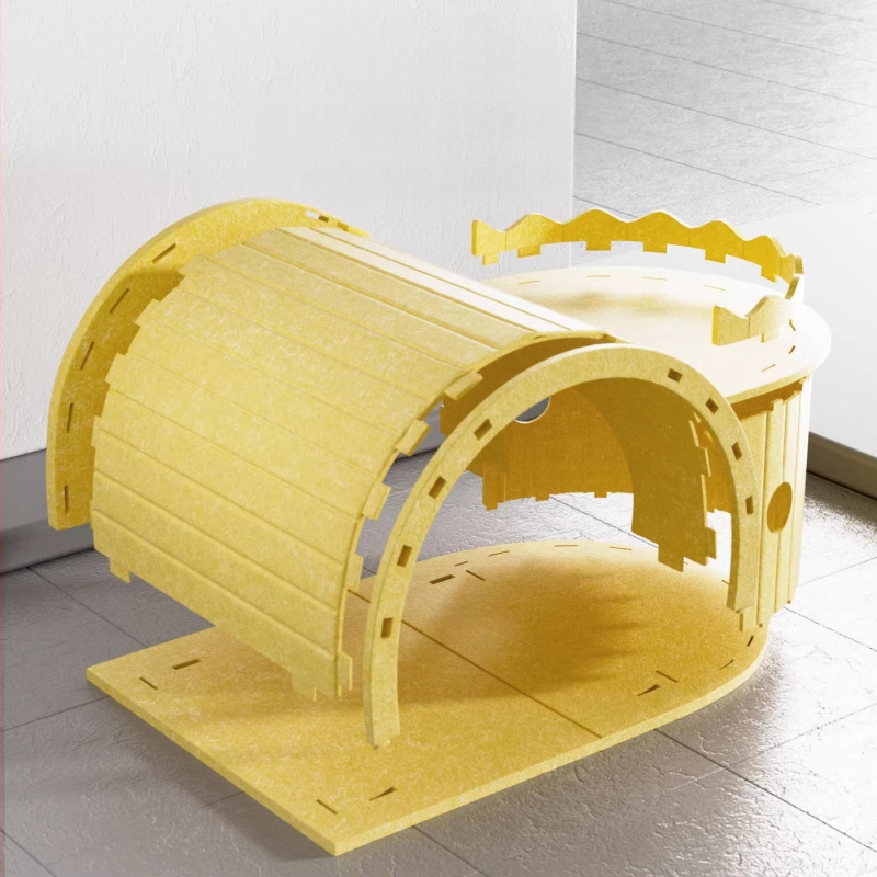 Mačacie hniezdo s tunelom z filcu a škrabkou – Všetko na jednom mieste, mačacie útočisko pre štyri ročné obdobia, odolné voči opotrebeniu a bez vytrhávania chlpov