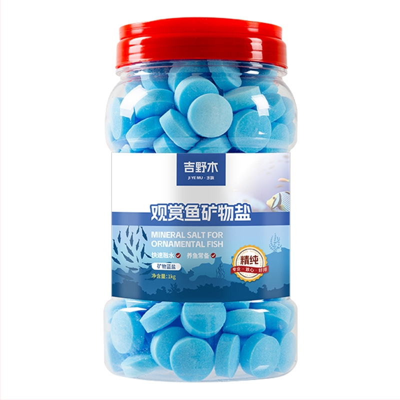 Minerálna soľ pre okrasné ryby — plastový materiál; značka Kiyono wood; hmotnosť 1000 g / 1500 g / 2500 g; vybavenie akvária