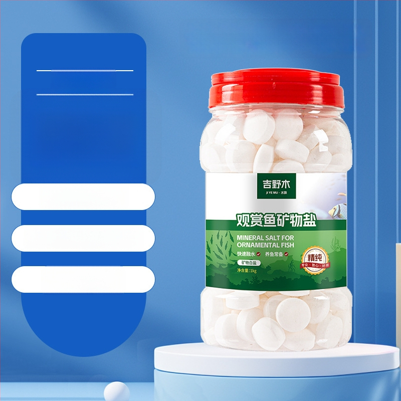 Minerálna soľ pre okrasné ryby — plastový materiál; značka Kiyono wood; hmotnosť 1000 g / 1500 g / 2500 g; vybavenie akvária